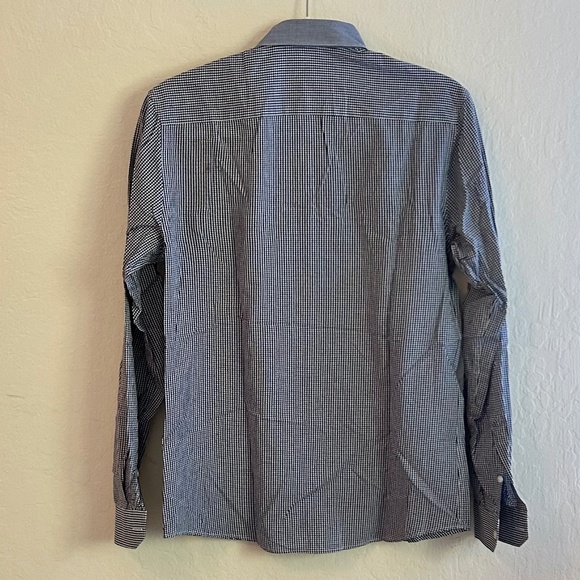 Topman Blue & White Size SM Gingham Long-Sleeve Button Down Shirt - Picture 5 of 5
